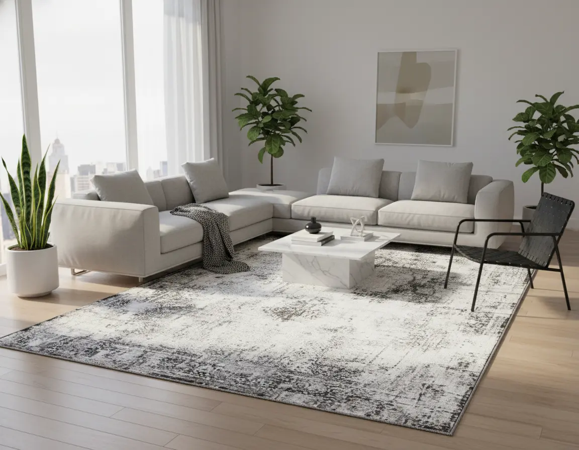 Tapete Moderno Neutro con Diseño Abstracto en Gris Oscuro Render