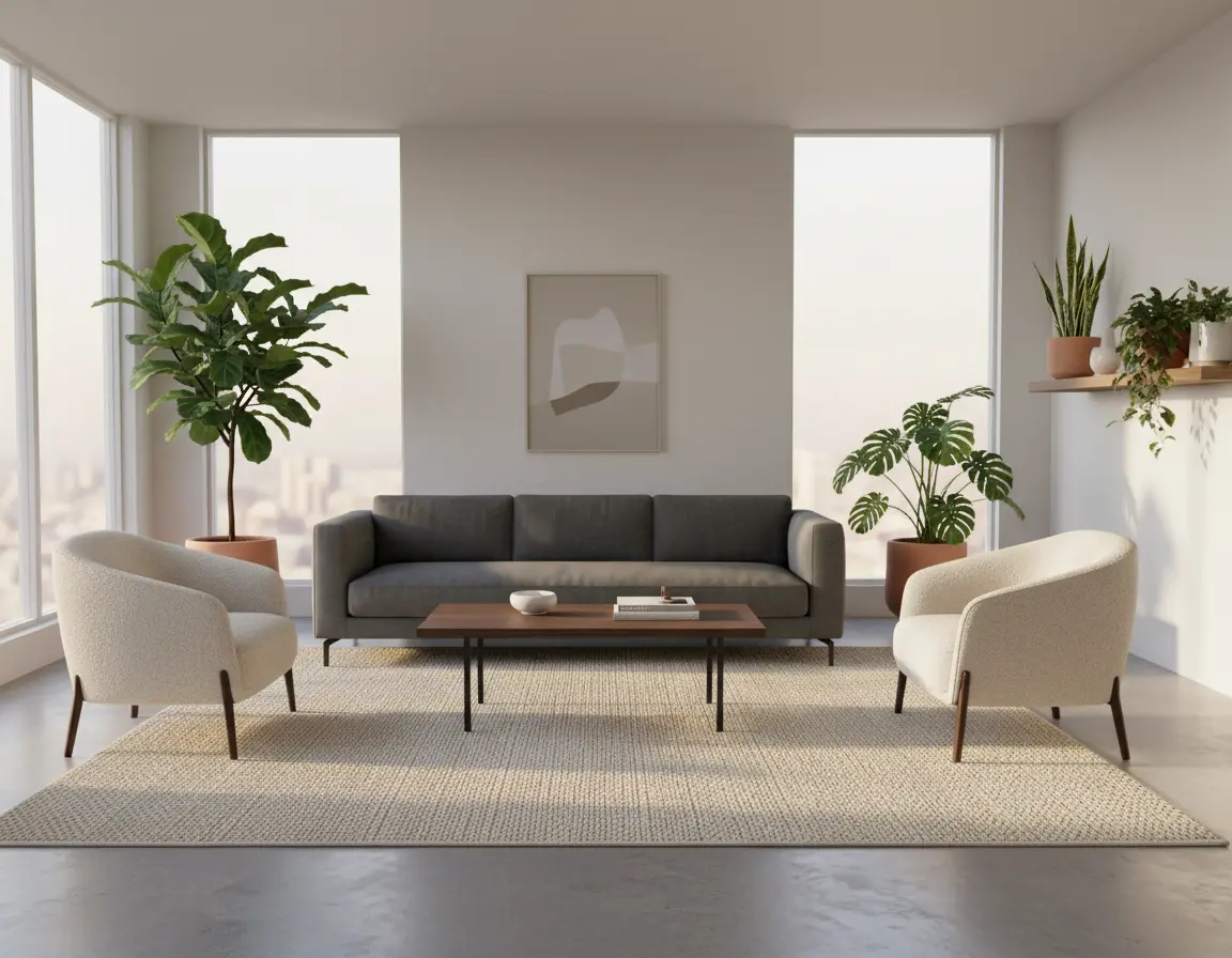 Tapete Texturizado Neutro con Tejido Trenzado Render