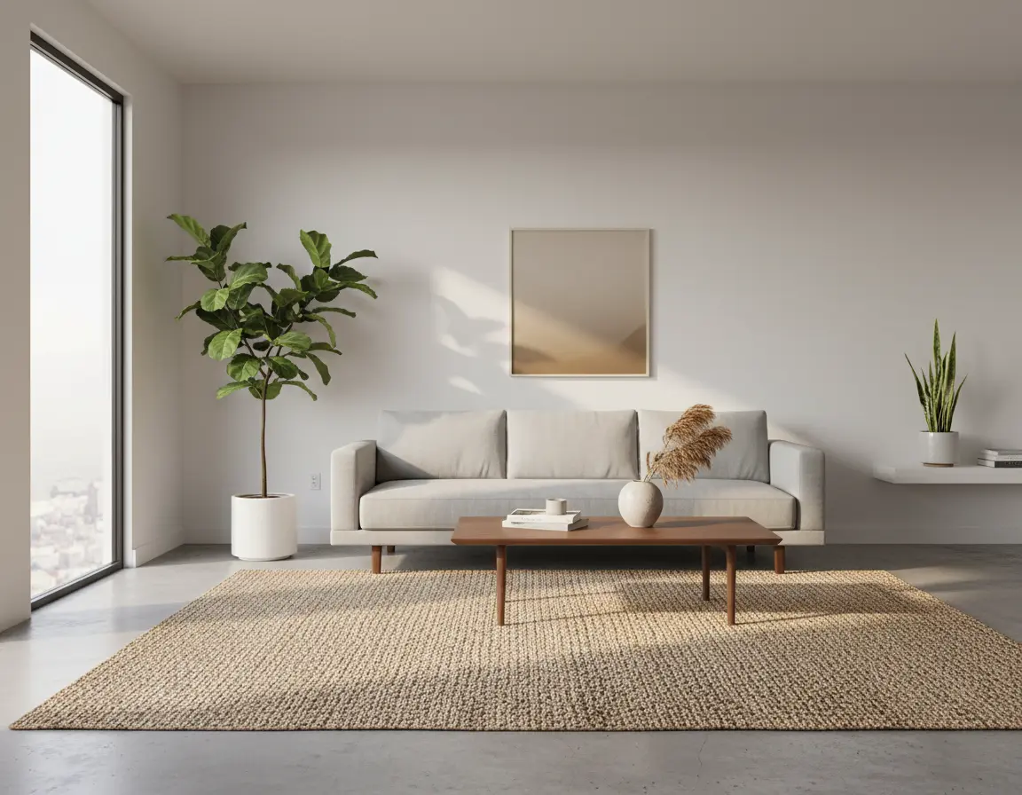 Tapete Rústico Neutro con Diseño Texturizado en Gris Oscuro Render