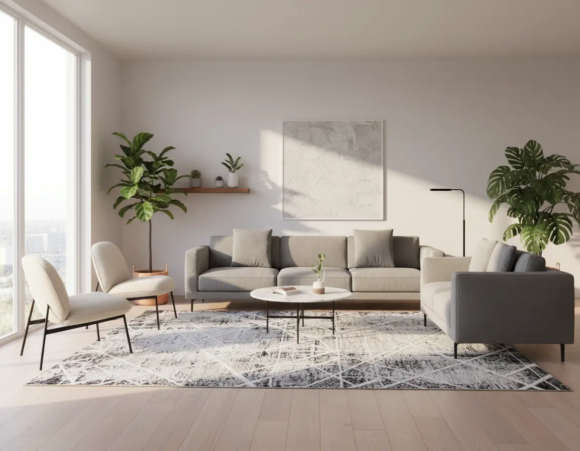 Tapete Moderno Gris con Diseño Geométrico en Gris Oscuro Render