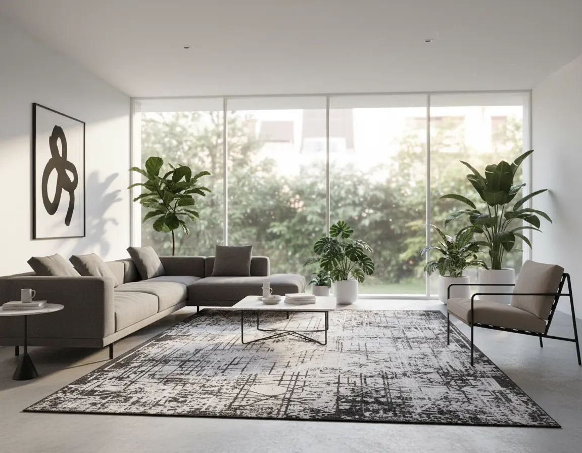 Tapete Moderno Gris con Diseño Abstracto en Gris Oscuro Render