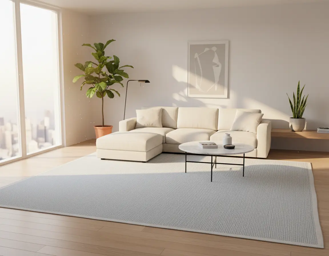 Tapete Texturizado Neutro con Delicado Diseño en Azul Render