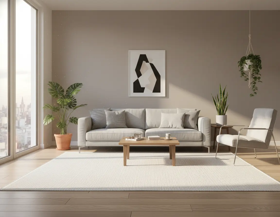 Tapete Texturizado Neutro con Diseño de Tejido Plano Render