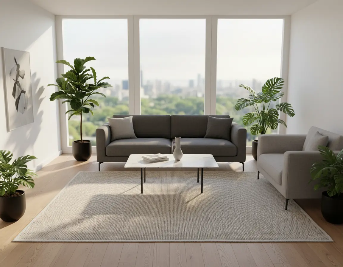 Tapete Texturizado Neutro con Diseño de Tejido Plano Render