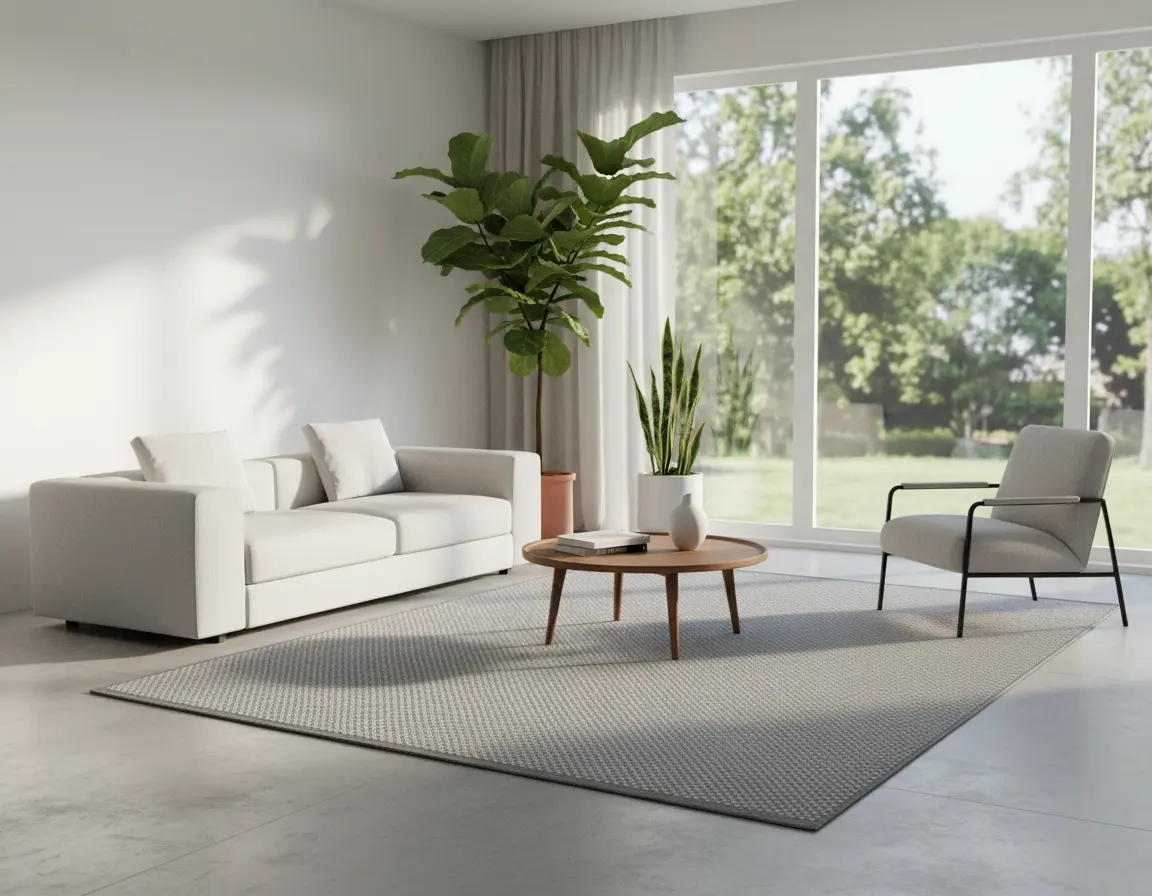 Tapete Moderno Gris con Textura Tipo Tejido Render