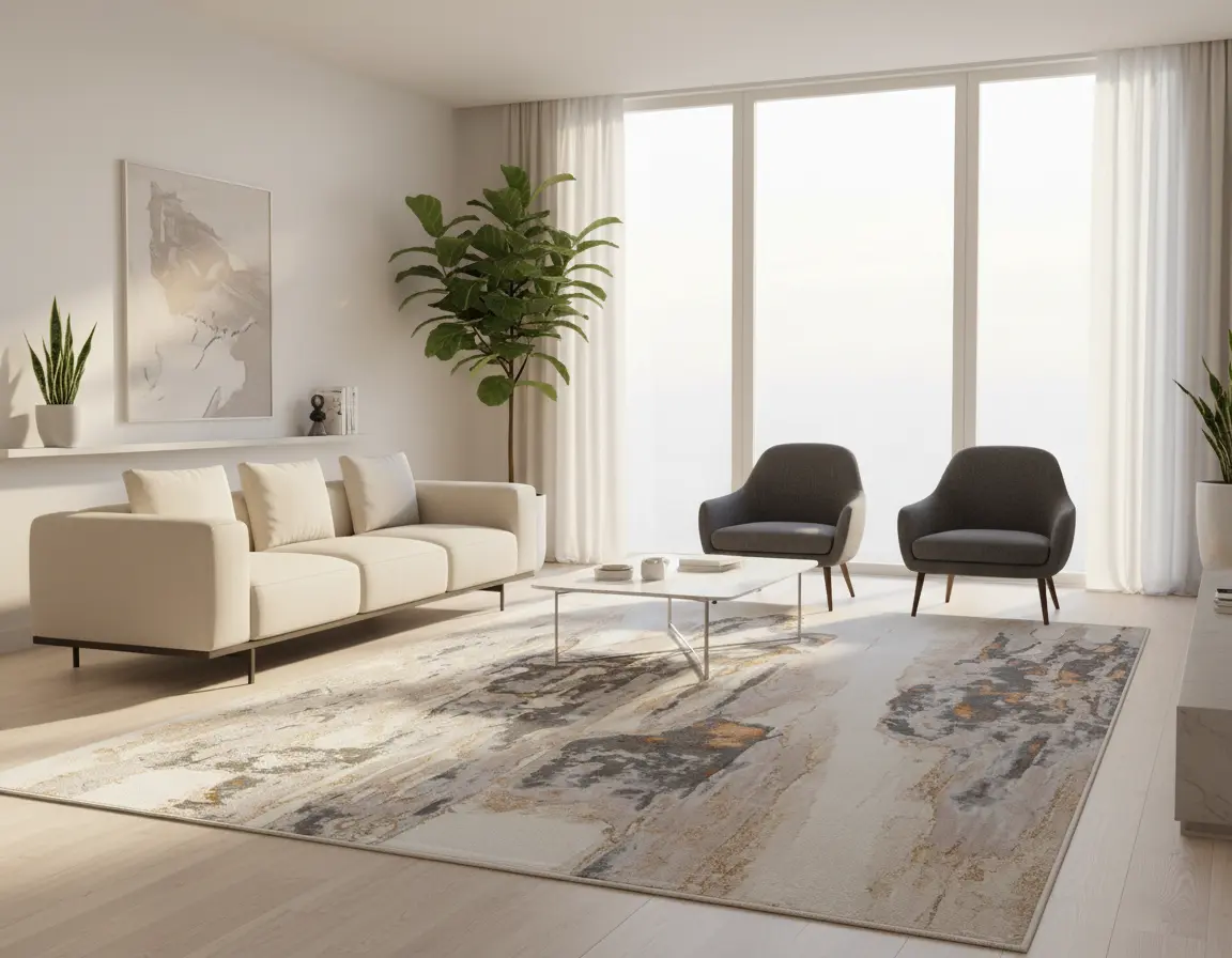 Tapete Moderno Neutro con Diseño Abstracto en Gris Oscuro Render