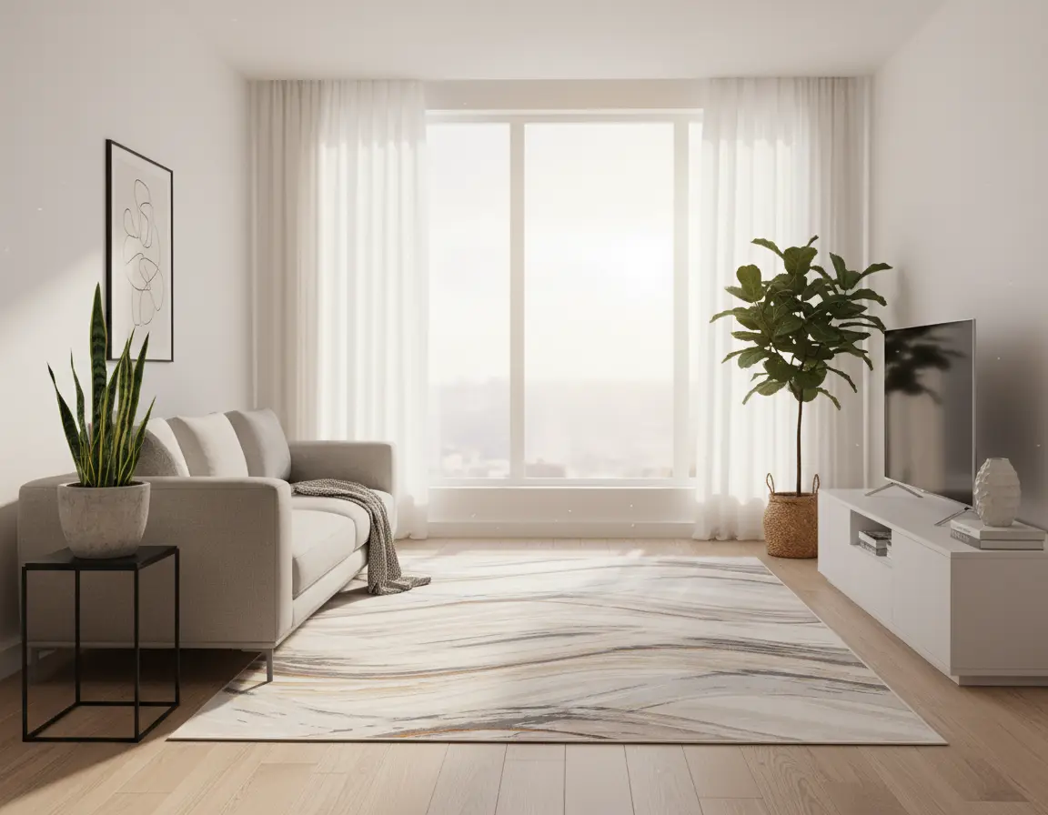 Tapete Moderno Neutro con Diseño de Ondas en Gris Oscuro Render