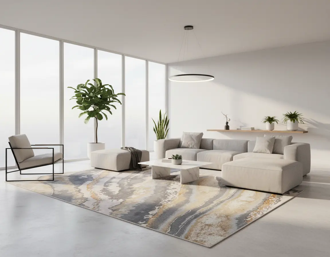 Tapete Moderno Neutro con Diseño Abstracto en Gris Render