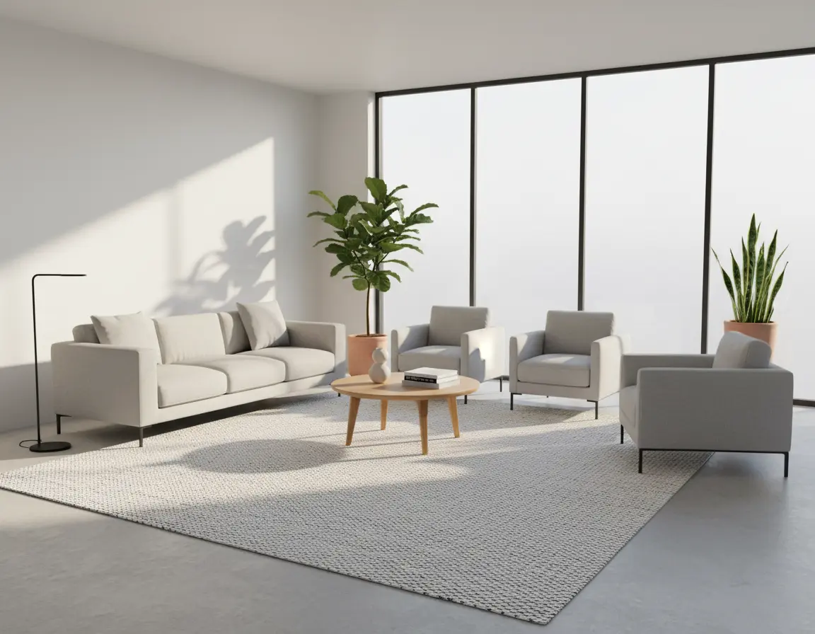 Tapete Texturizado Neutro con Sutil Diseño Tejido en Gris Oscuro Render