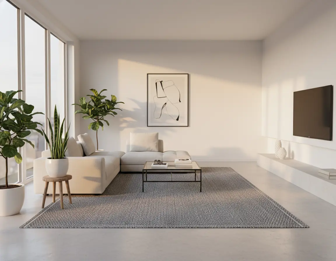 Tapete Moderno Gris con Textura Tejida en Plata Render