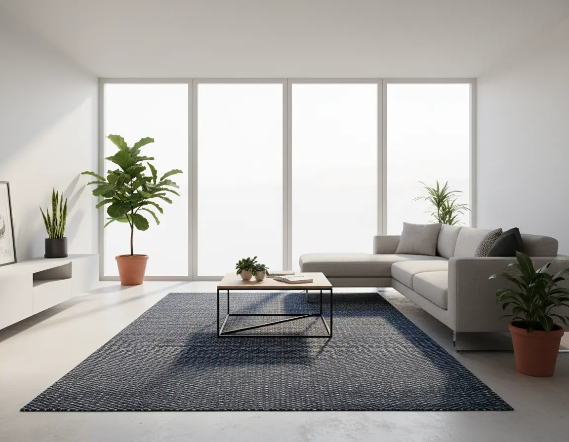 Tapete Moderno Azul con Textura Tejida para un Ambiente Acogedor Render