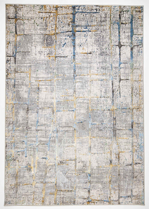 Tapete Moderno Neutro con Diseño Abstracto en Dorado y Azul