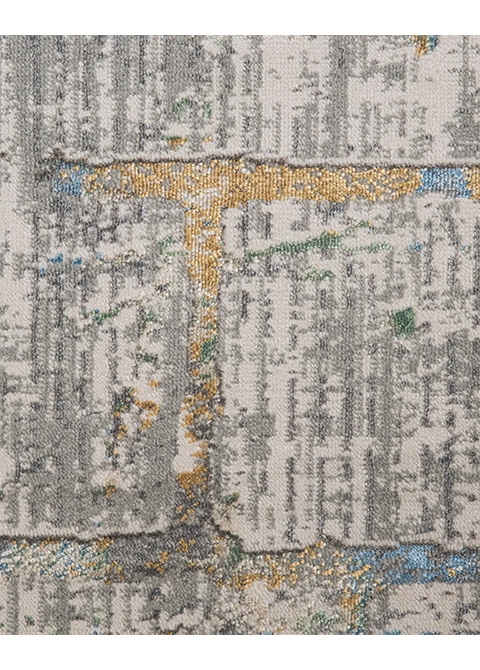 Tapete Moderno Neutro con Diseño Abstracto en Dorado y Azul