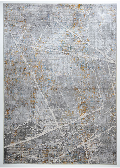 Tapete Moderno Gris con Diseño Abstracto en Dorado