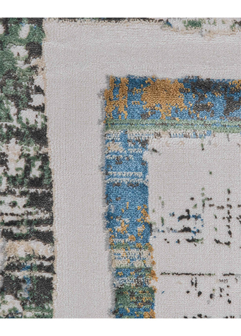 Tapete Moderno Neutro con Diseño de Bordes en Azul y Gris