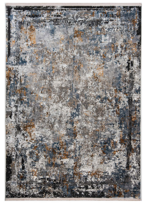 Tapete Moderno Gris con Diseño Abstracto en Azul y Café