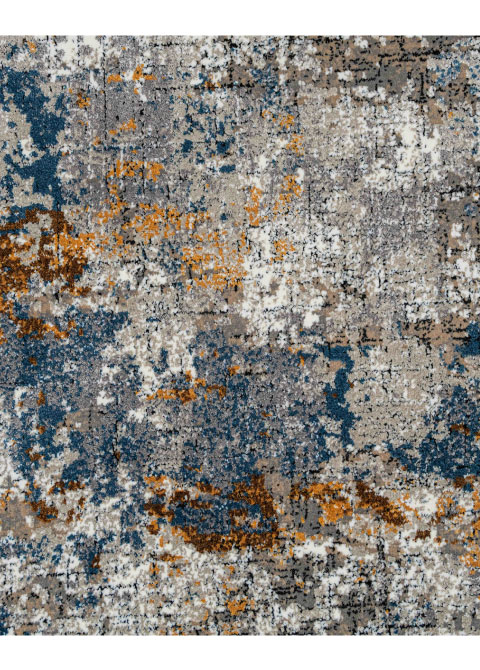 Tapete Moderno Gris con Diseño Abstracto en Azul y Café