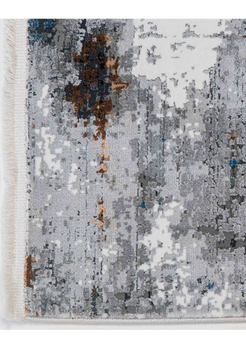 Tapete Moderno Gris con Diseño Abstracto en Azul y Café