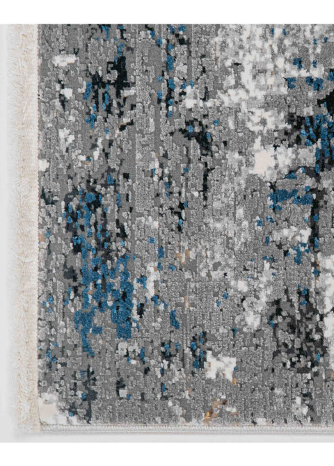 Tapete Moderno Gris con Diseño Abstracto en Azul y Cafe