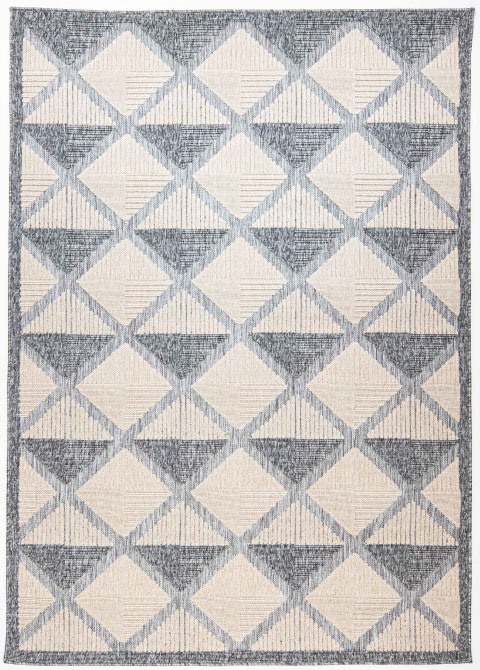 Tapete Moderno Beige con Diseño de Diamantes en Gris Oscuro