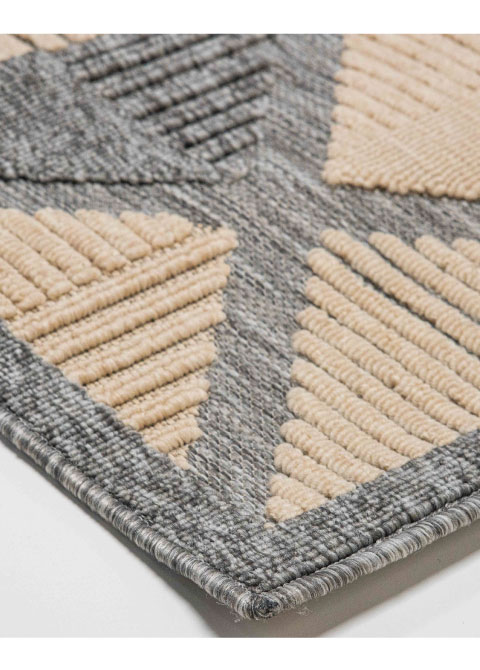 Tapete Moderno Beige con Diseño de Diamantes en Gris Oscuro