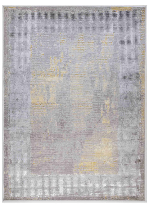 Tapete Moderno Gris con Diseño Abstracto y Toques Dorados