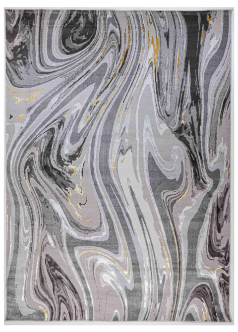 Tapete Moderno Gris con Diseño Abstracto en Gris Oscuro y Dorado