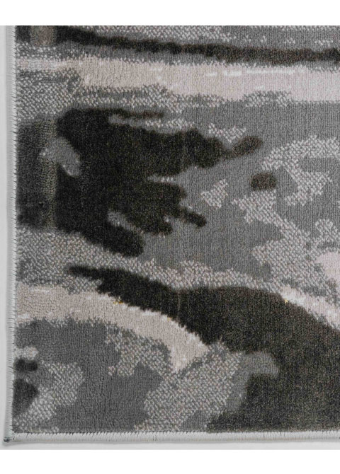 Tapete Moderno Gris con Diseño Abstracto en Gris Oscuro y Dorado