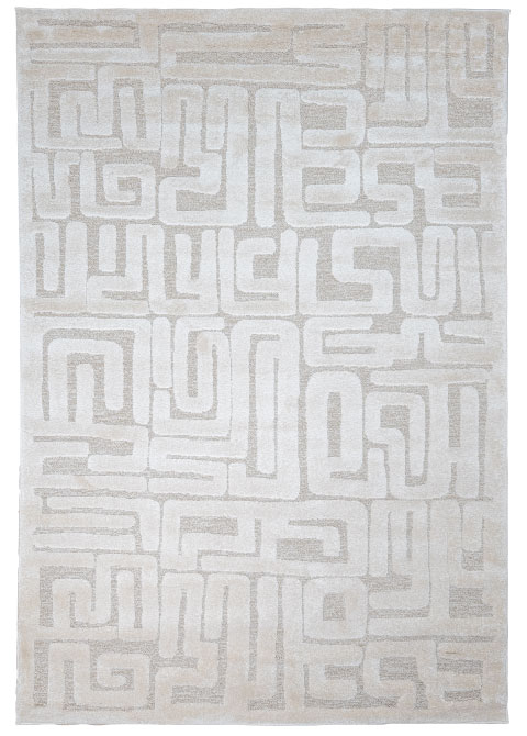 Tapete Moderno Neutro con Diseño Abstracto Laberíntico