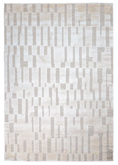 Tapete Moderno Beige con Diseño Abstracto Geométrico en Gris