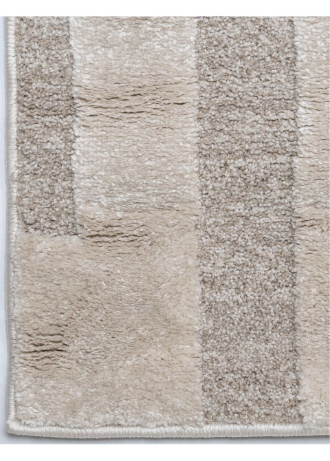 Tapete Moderno Beige con Diseño Abstracto Geométrico en Gris