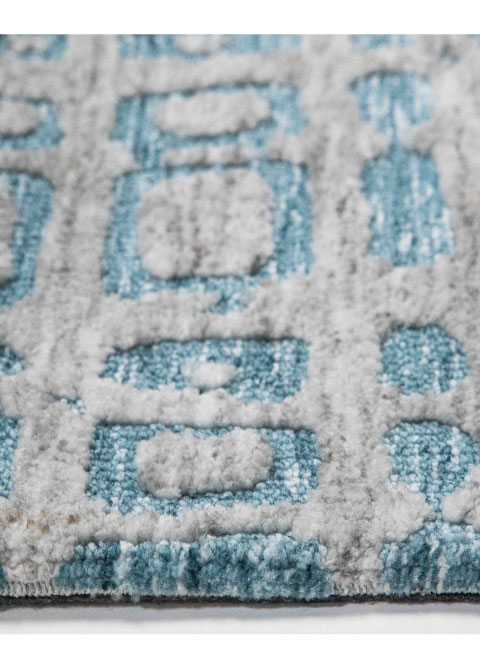 Tapete Moderno Gris con Diseño Geométrico en Azul