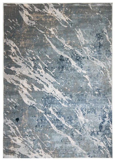 Tapete Moderno Azul con Diseño Abstracto en Blanco