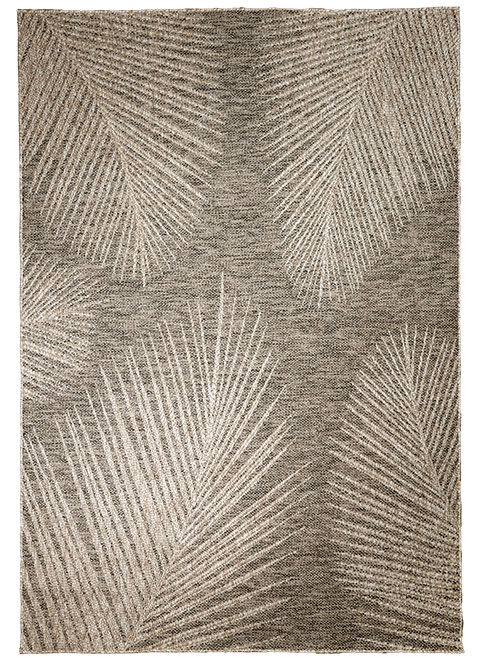 Tapete Moderno Gris con Diseño de Hojas Tropicales en Neutro