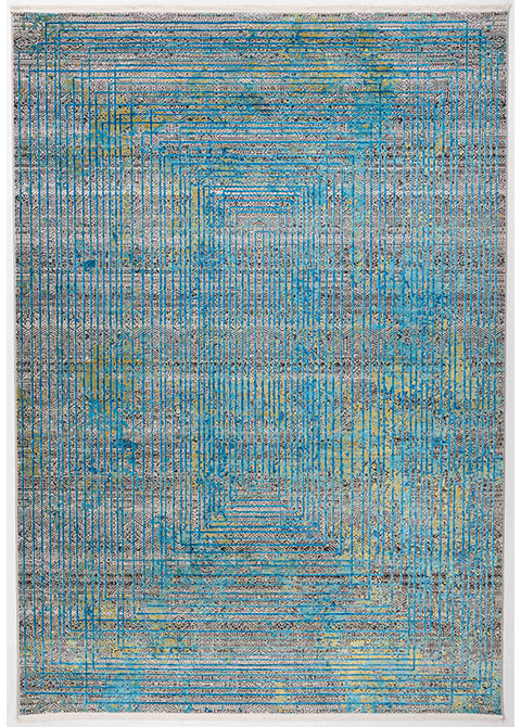 Tapete Moderno Gris con Diseño Geométrico en Azul