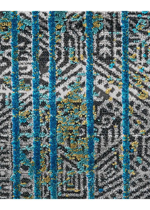 Tapete Moderno Gris con Diseño Geométrico en Azul