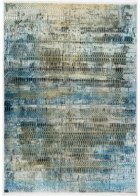 Tapete Moderno Neutro con Diseño Geométrico en Azul