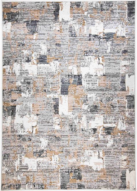 Tapete Moderno Gris con Diseño Abstracto en Dorado