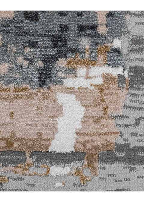 Tapete Moderno Gris con Diseño Abstracto en Dorado