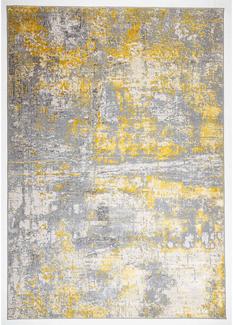 Tapete Moderno Gris con Diseño Abstracto en Dorado