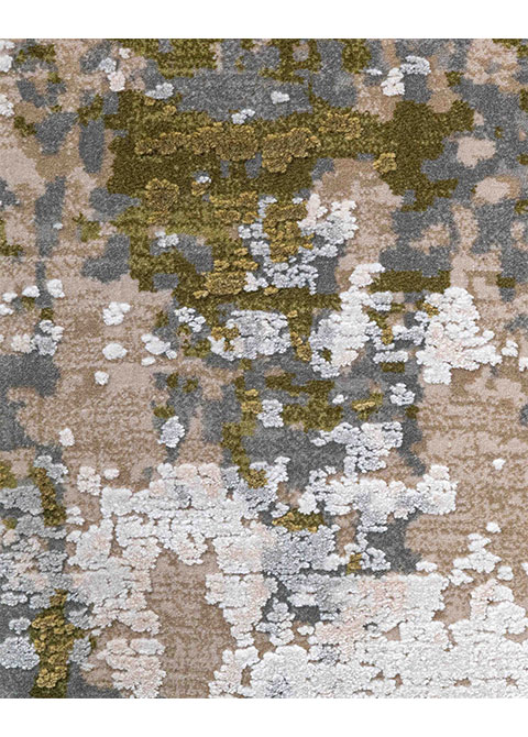 Tapete Moderno Beige con Diseño Abstracto en Gris y Verde