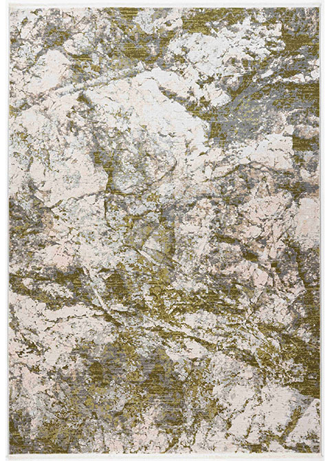 Tapete Texturizado Neutro con Diseño Abstracto en Verde Olivo