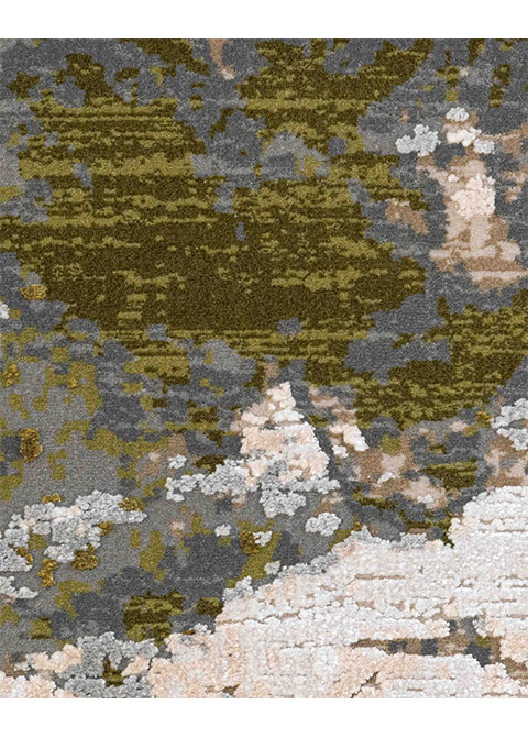 Tapete Texturizado Neutro con Diseño Abstracto en Verde Olivo