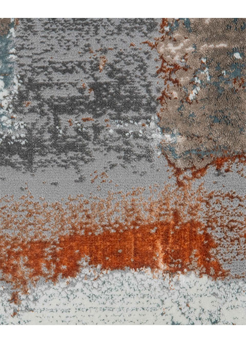 Tapete Abstracto Neutro con Pinceladas en Gris Oscuro y Naranja