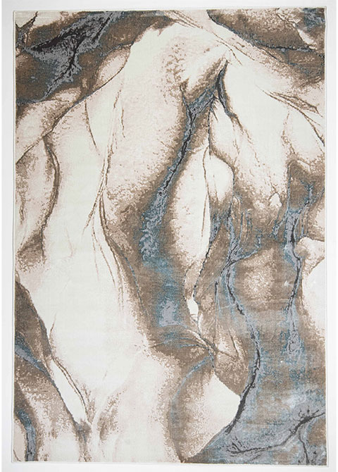 Tapete Abstracto Neutro con Vetas en Café y Azul