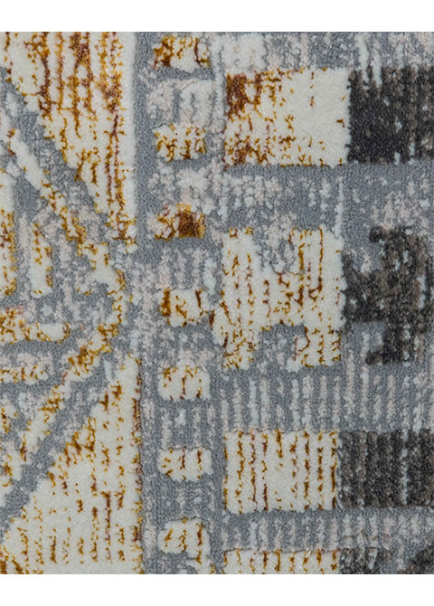 Tapete Moderno Gris con Diseño Geométrico en Gris Oscuro y detalles Bronce