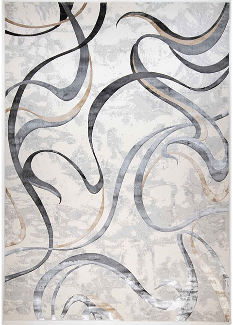 Tapete Moderno Neutro con Diseño Abstracto en Gris Oscuro y Dorado