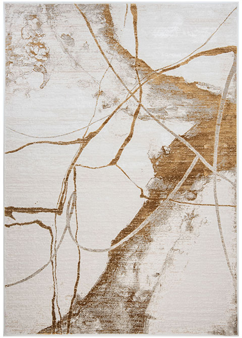 Tapete Moderno Neutro con Diseño Abstracto en Dorado