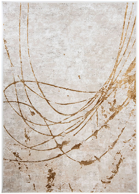 Tapete Moderno Neutro con Diseño Abstracto en Dorado Colección Fiora