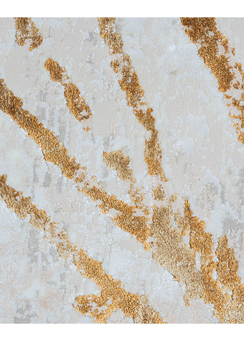 Tapete Moderno Neutro con Diseño Abstracto en Dorado Colección Fiora
